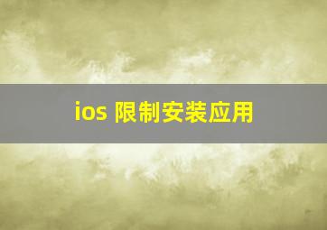 ios 限制安装应用